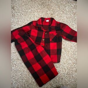 Red and Black Plaid Button-Up baby 6-12m pj’s